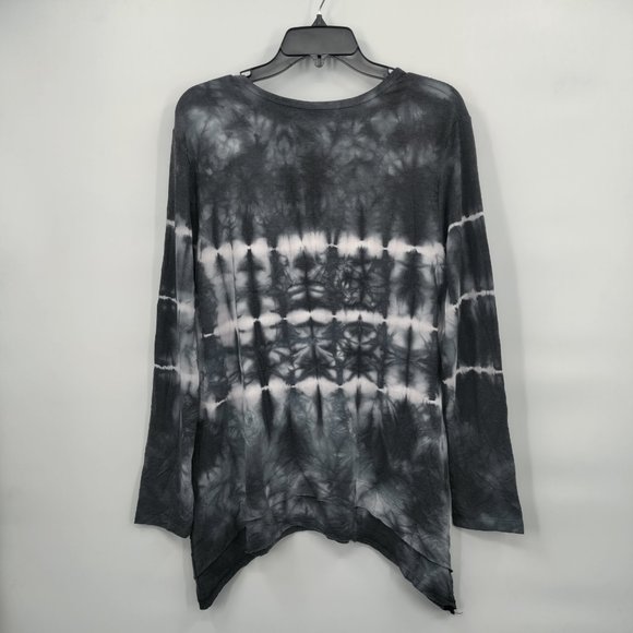 GREEN TEA TIE Dye Top Sweatshirt Women's Black/Grey Large - Picture 2 of 10